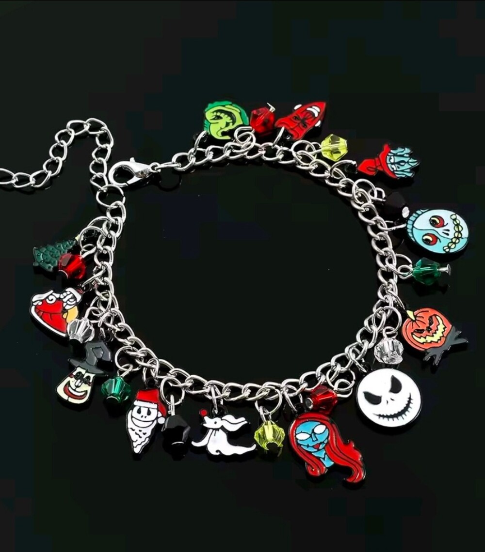 THE Night before Christmas slver Charm Bracelet 9.44 Inch 20.5g Colorful Enamel
